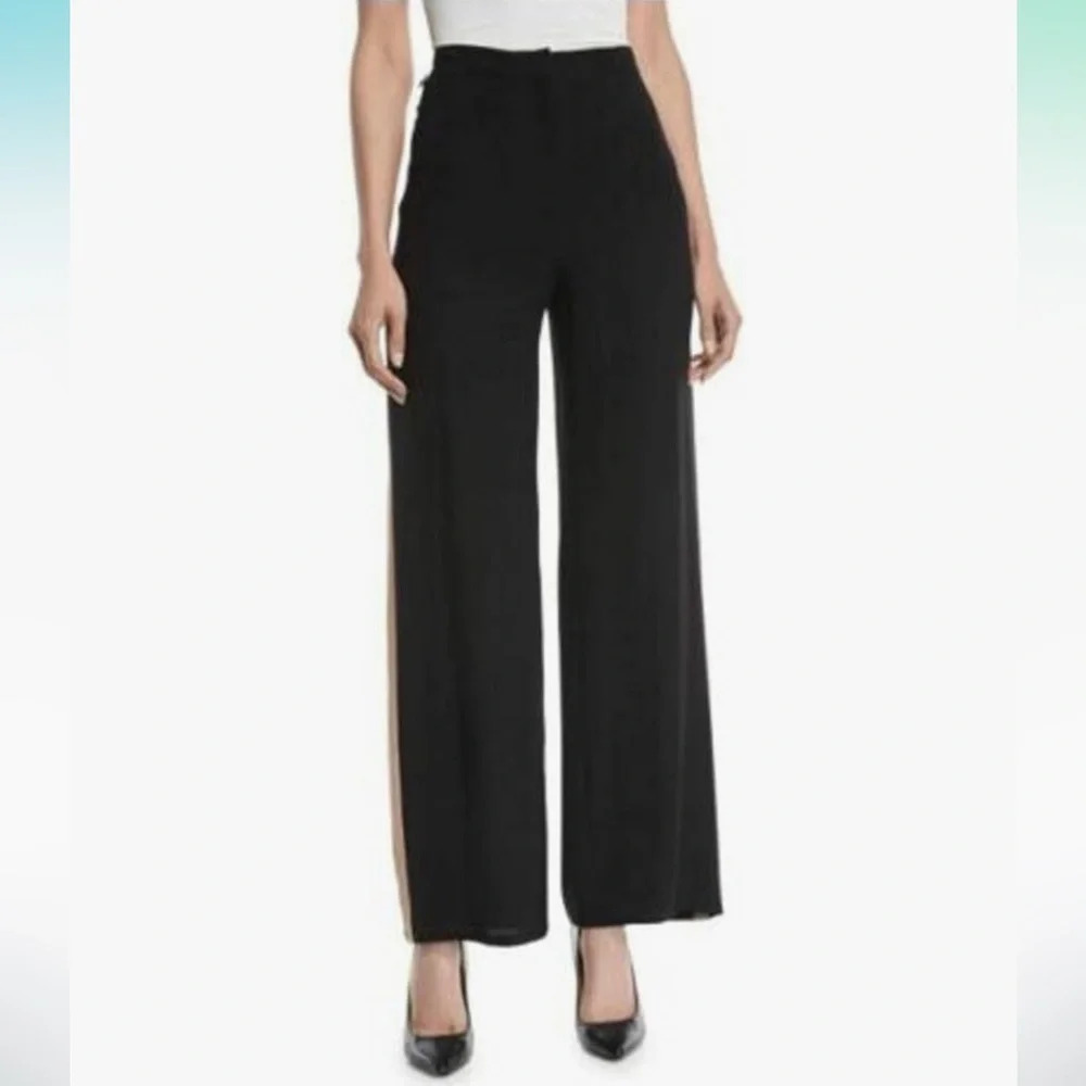 Eileen Fisher Women’s 100% Silk Georgette Black Wide Leg Pants - Picture 5 of 16